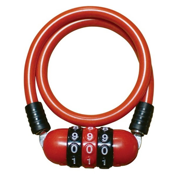 ダイヤル式ワイヤーロック MEGAダイヤルワイヤー錠（レッド） JC-035W