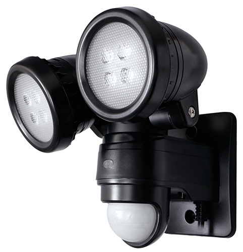 LEDセンサーライト 2灯型 ブラック DSLD10B2 [白色  コンセント式]