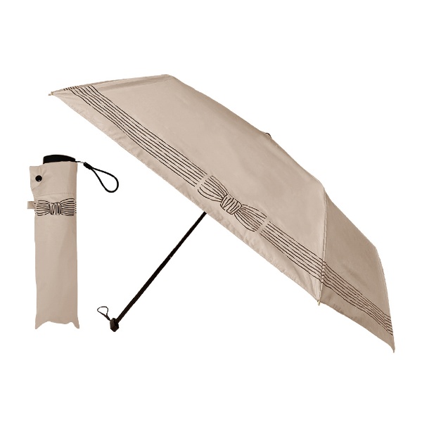 完全遮光薄型3段折傘 ﾘﾎﾞﾝIGG カミオジャパン アイスグレージュ